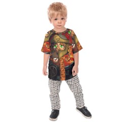 Funny Giraffe With Helmet Kids Raglan Tee