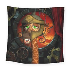 Funny Giraffe With Helmet Square Tapestry (large) by FantasyWorld7