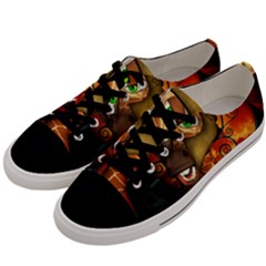 Funny Giraffe With Helmet Men s Low Top Canvas Sneakers by FantasyWorld7