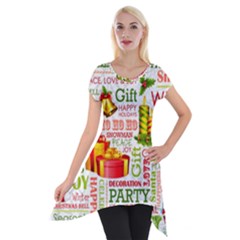 The Joys Of Christmas Short Sleeve Side Drop Tunic by allthingseveryone