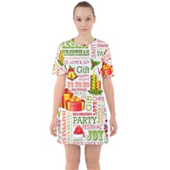 The Joys Of Christmas Sixties Short Sleeve Mini Dress by allthingseveryone