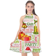 The Joys Of Christmas Halter Neckline Chiffon Dress  by allthingseveryone