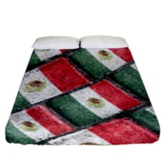 Mexican Flag Pattern Design Fitted Sheet (queen Size) by dflcprints