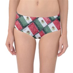 Mexican Flag Pattern Design Mid-waist Bikini Bottoms by dflcprints