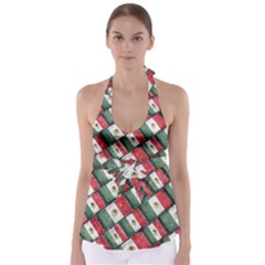 Mexican Flag Pattern Design Babydoll Tankini Top by dflcprints