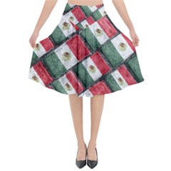 Mexican Flag Pattern Design Flared Midi Skirt by dflcprints