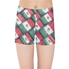 Mexican Flag Pattern Design Kids Sports Shorts by dflcprints