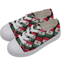 Mexican Flag Pattern Design Kids  Low Top Canvas Sneakers