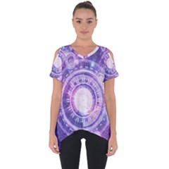 Blue Fractal Alchemy Hud For Bending Hyperspace Cut Out Side Drop Tee by jayaprime