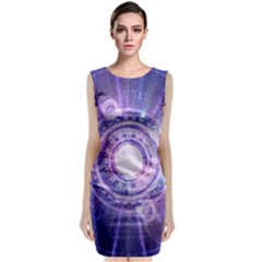 Blue Fractal Alchemy Hud For Bending Hyperspace Sleeveless Velvet Midi Dress by jayaprime