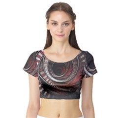 The Thousand And One Rings Of The Fractal Circus Short Sleeve Crop Top by jayaprime