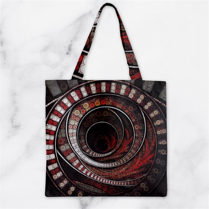 The Thousand and One Rings of the Fractal Circus Zipper Grocery Tote Bag