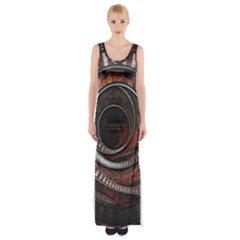 The Thousand And One Rings Of The Fractal Circus Maxi Thigh Split Dress by jayaprime