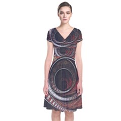 The Thousand And One Rings Of The Fractal Circus Short Sleeve Front Wrap Dress by jayaprime