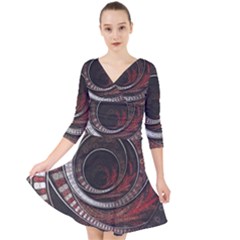 The Thousand And One Rings Of The Fractal Circus Quarter Sleeve Front Wrap Dress	 by jayaprime