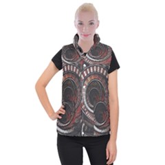 The Thousand And One Rings Of The Fractal Circus Women s Button Up Puffer Vest