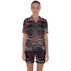 The Thousand And One Rings Of The Fractal Circus Satin Short Sleeve Pyjamas Set by jayaprime