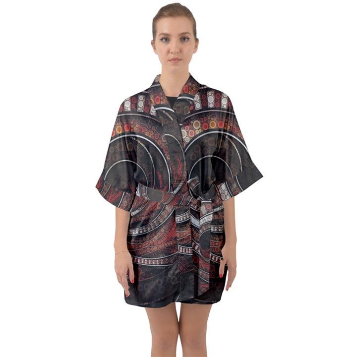 The Thousand and One Rings of the Fractal Circus Quarter Sleeve Kimono Robe