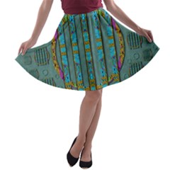 Freedom Is Every Where Just Love It Pop Art A-line Skater Skirt by pepitasart