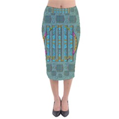 Freedom Is Every Where Just Love It Pop Art Velvet Midi Pencil Skirt by pepitasart