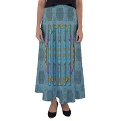 Freedom Is Every Where Just Love It Pop Art Flared Maxi Skirt by pepitasart