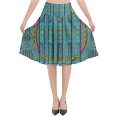 Freedom Is Every Where Just Love It Pop Art Flared Midi Skirt by pepitasart