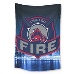 Chicago Fire With Skyline Large Tapestry by allthingseveryone