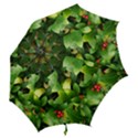 Christmas Season Floral Green Red Skimmia Flower Hook Handle Umbrellas (Large) View2