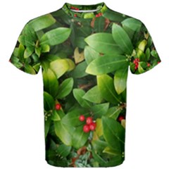 Christmas Season Floral Green Red Skimmia Flower Men s Cotton Tee by yoursparklingshop