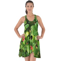 Christmas Season Floral Green Red Skimmia Flower Show Some Back Chiffon Dress by yoursparklingshop