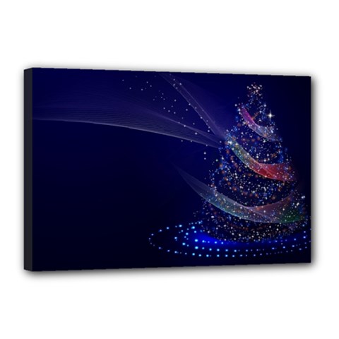 Christmas Tree Blue Stars Starry Night Lights Festive Elegant Canvas 18  X 12  by yoursparklingshop