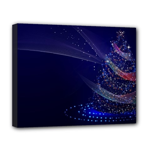 Christmas Tree Blue Stars Starry Night Lights Festive Elegant Deluxe Canvas 20  X 16  