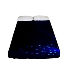 Christmas Tree Blue Stars Starry Night Lights Festive Elegant Fitted Sheet (full/ Double Size) by yoursparklingshop