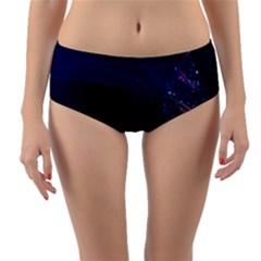 Christmas Tree Blue Stars Starry Night Lights Festive Elegant Reversible Mid-waist Bikini Bottoms by yoursparklingshop