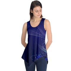 Christmas Tree Blue Stars Starry Night Lights Festive Elegant Sleeveless Tunic by yoursparklingshop