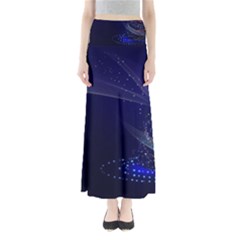 Christmas Tree Blue Stars Starry Night Lights Festive Elegant Full Length Maxi Skirt by yoursparklingshop