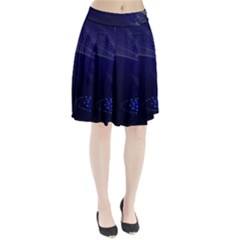 Christmas Tree Blue Stars Starry Night Lights Festive Elegant Pleated Skirt by yoursparklingshop