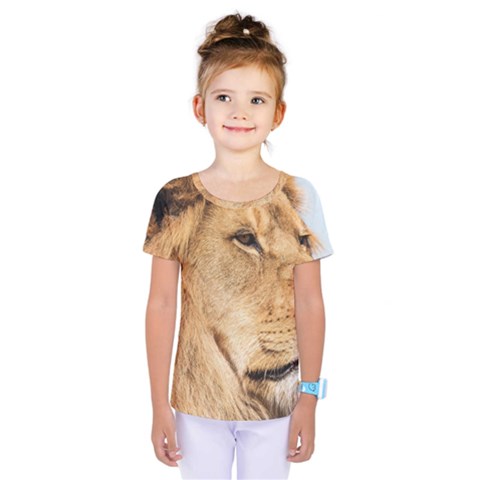 Big Male Lion Looking Right Kids  One Piece Tee by Ucco