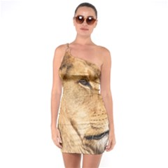 Big Male Lion Looking Right One Soulder Bodycon Dress by Ucco