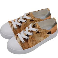 Big Male Lion Looking Right Kids  Low Top Canvas Sneakers by Ucco