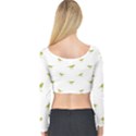 Birds Motif Pattern Long Sleeve Crop Top View2