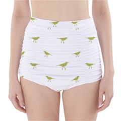 Birds Motif Pattern High-waisted Bikini Bottoms by dflcprints