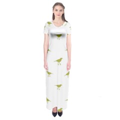 Birds Motif Pattern Short Sleeve Maxi Dress by dflcprints