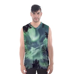 Northern Lights In The Forest Men s Basketball Tank Top by Ucco