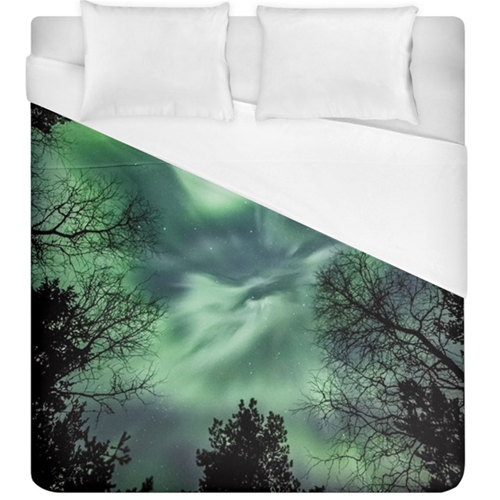 Northern lights in the forest Duvet Cover (King Size)