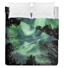 Northern Lights In The Forest Duvet Cover Double Side (queen Size) by Ucco