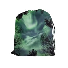 Northern Lights In The Forest Drawstring Pouches (extra Large) by Ucco