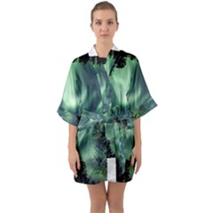 Northern Lights In The Forest Quarter Sleeve Kimono Robe