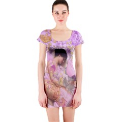 Violets For The Birds  Short Sleeve Bodycon Dress by pastpresents