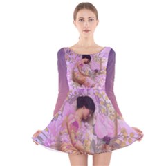 Violets For The Birds  Long Sleeve Velvet Skater Dress by pastpresents